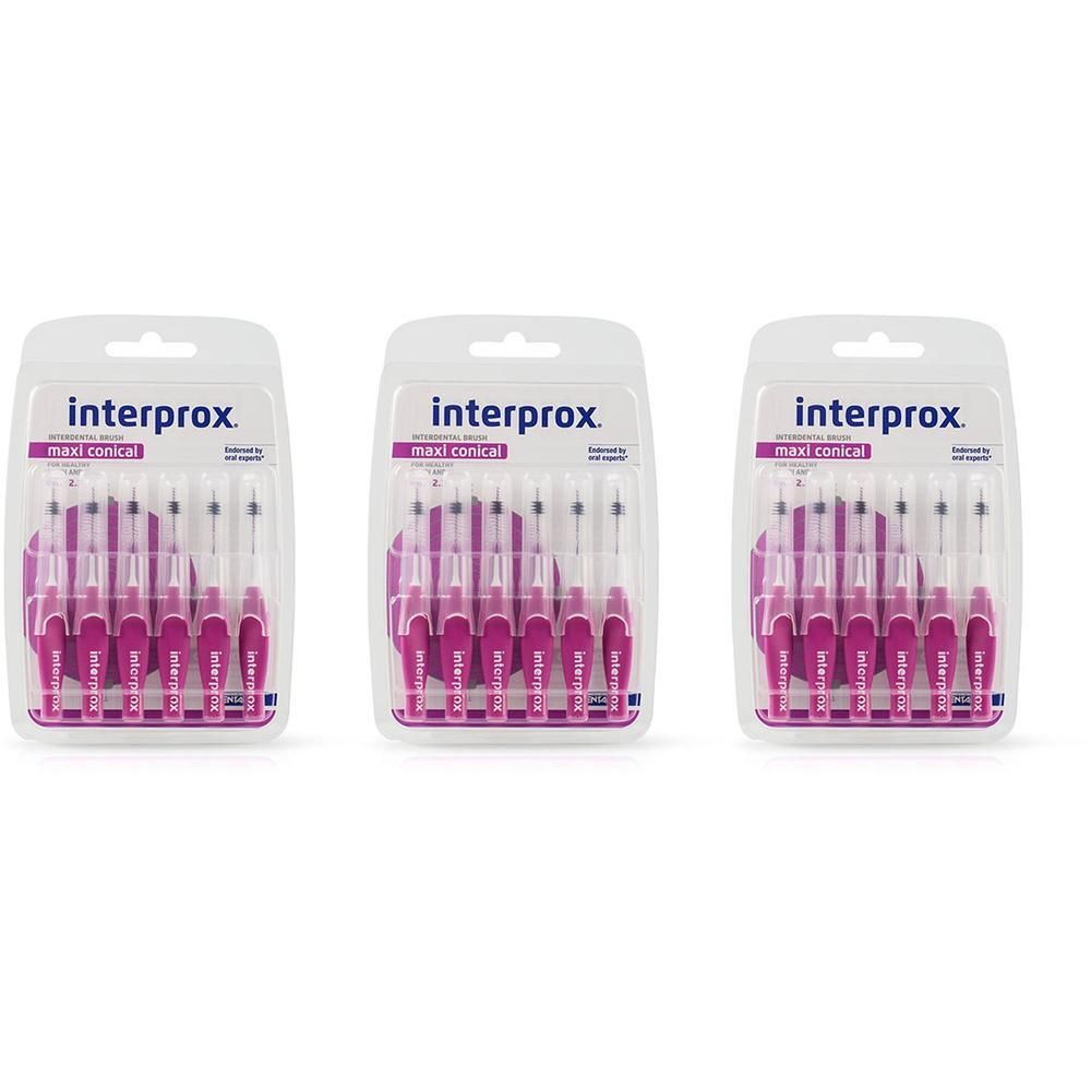 Interprox Maxi Conical 6 Scovolini Viola, Anti-Placca e Anti-Carie per spazi interdentali più grandi (PHD 23)