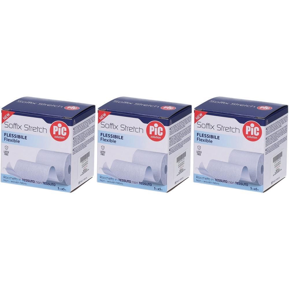 Tre scatole di Pic Soffix Stretch, bendaggi flessibili.