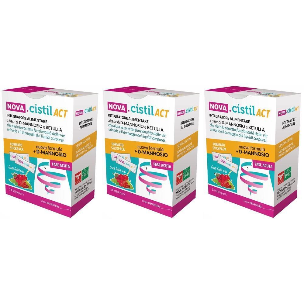 Tre confezioni di NOVA.CISTIL ACT Integratore Alimentare con D-Mannose e Betula.