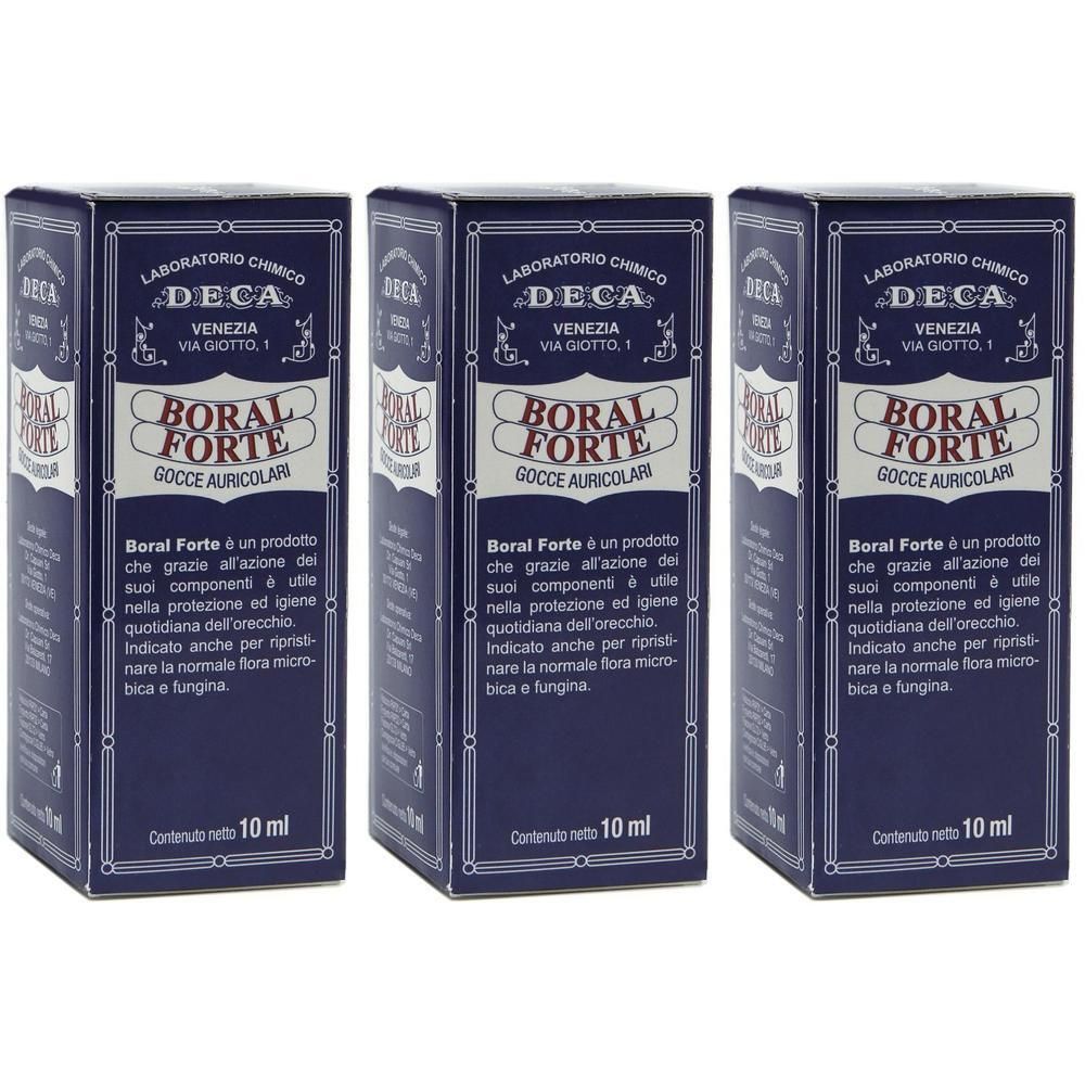 Tre scatole di gocce auricolari Boral Forte, 10 ml.