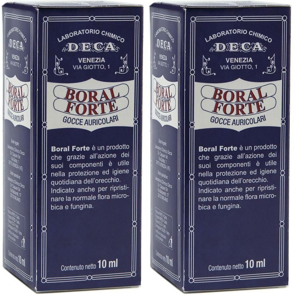 Due scatole di gocce auricolari Boral Forte, 10 ml.