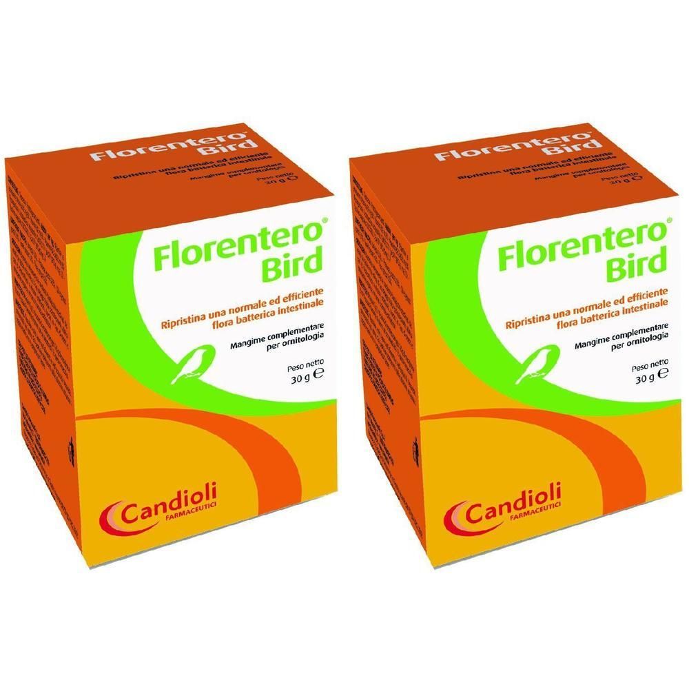 Due confezioni di Florentero Bird, mangime complementare per uccelli.