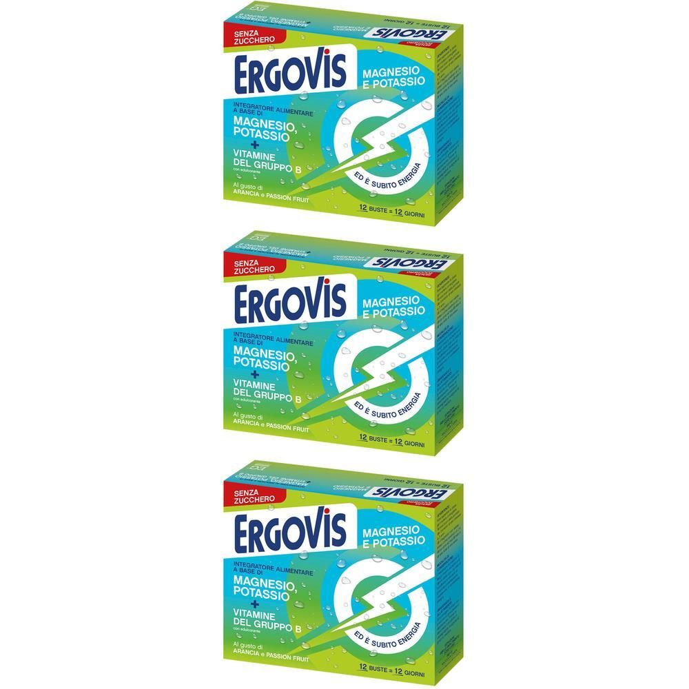 Ergovis Magnesio e Potassio e Vitamine Gruppo B ed è subito energia Bustine Senza Zucchero