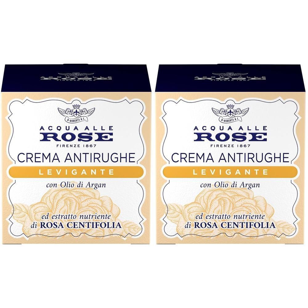 Due confezioni di Crema Viso Antirughe Levigante Acqua alle Rose con Olio di Argan.
