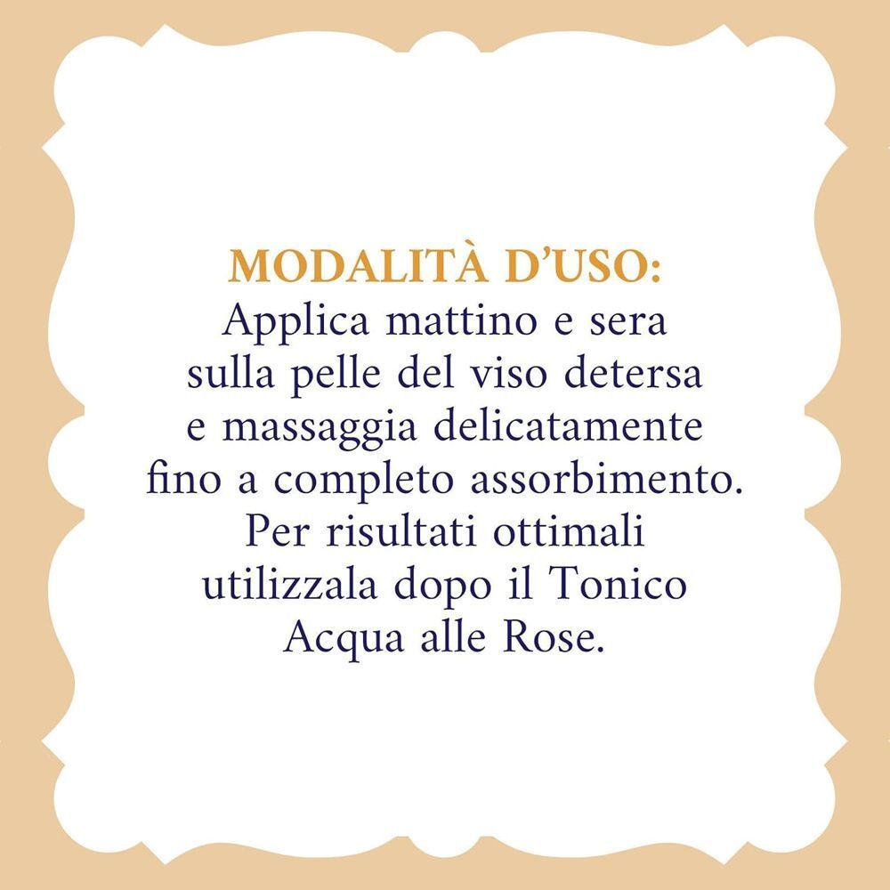 Modalità d'uso della Crema Viso Antirughe Levigante Acqua alle Rose.