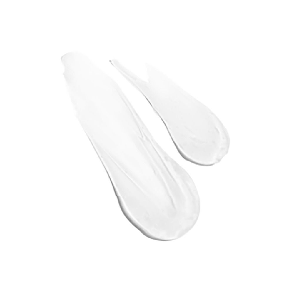 Due strisce di crema bianca su sfondo bianco.