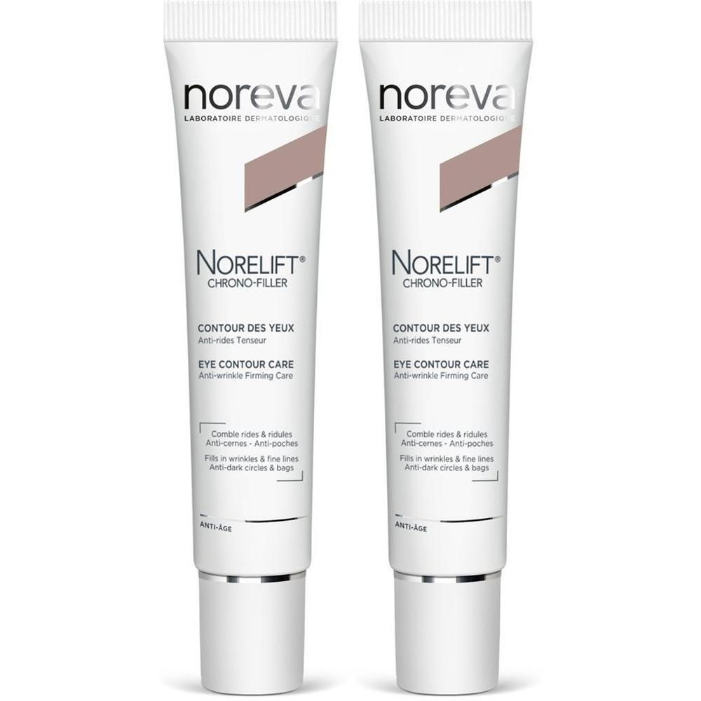 Due tubetti Noreva Norelift Chrono-Filler Trattamento Occhi e Labbra.