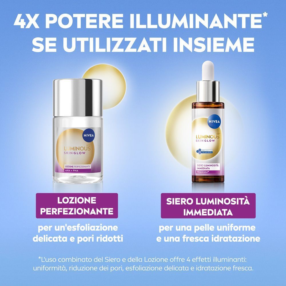 Confronto tra siero e lozione Nivea Luminous630 Skin Glow.