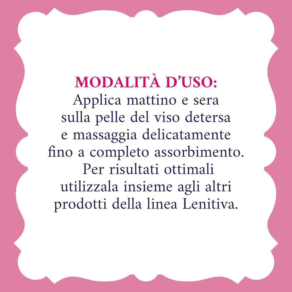 Modalità d'uso della Crema Viso Idratante Lenitiva Acqua alle Rose su una confezione.