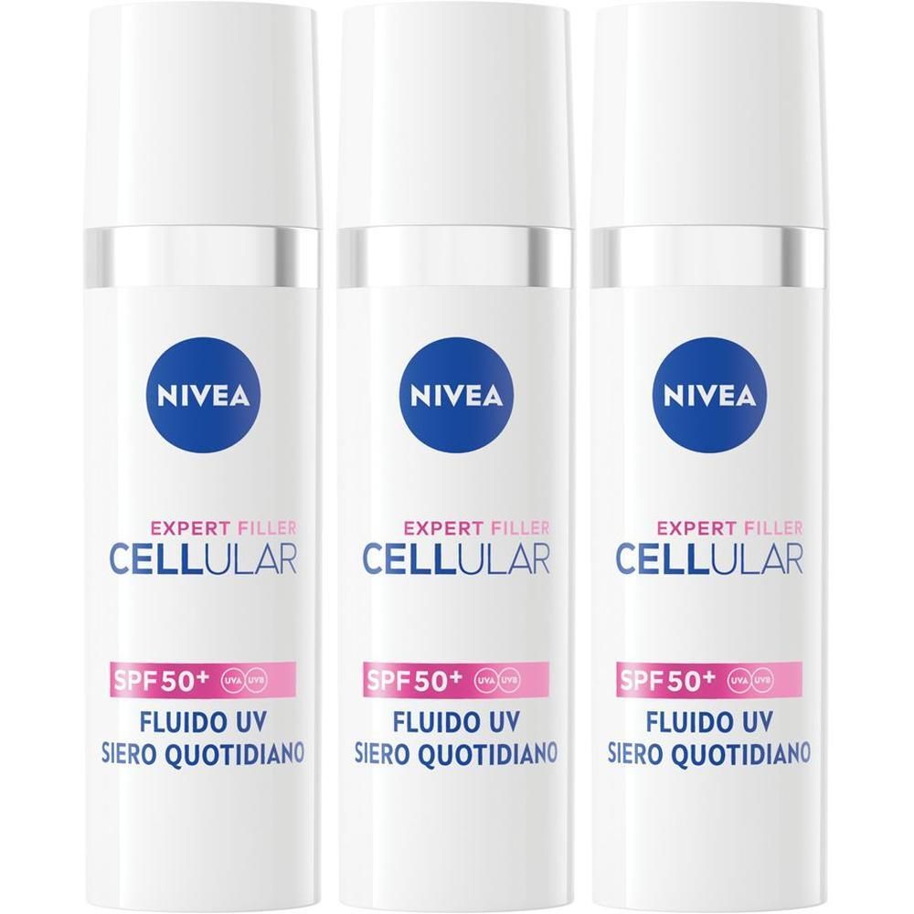 Nivea Cellular Expert Filler Fluido UV Siero Viso Quotidiano SPF 50 + 30 ml, idratante e antirughe