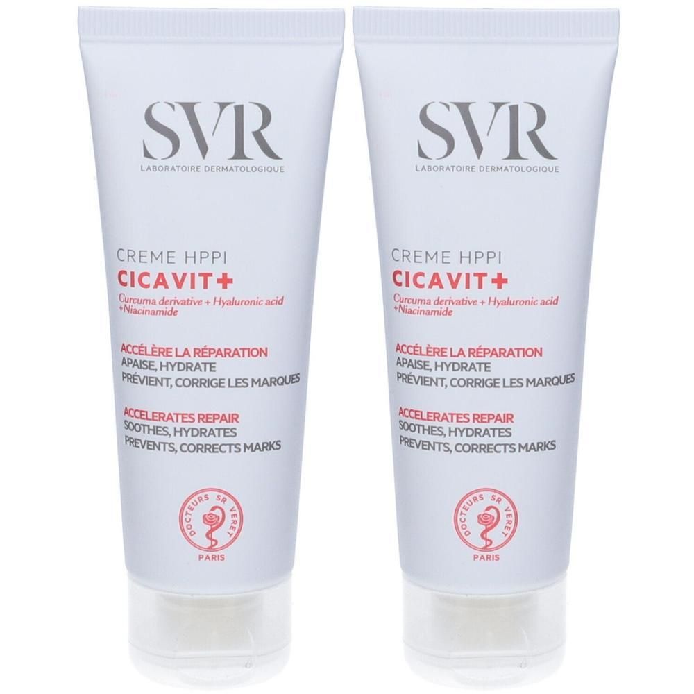 Due tubetti di crema SVR Cicavit+ con scritte.
