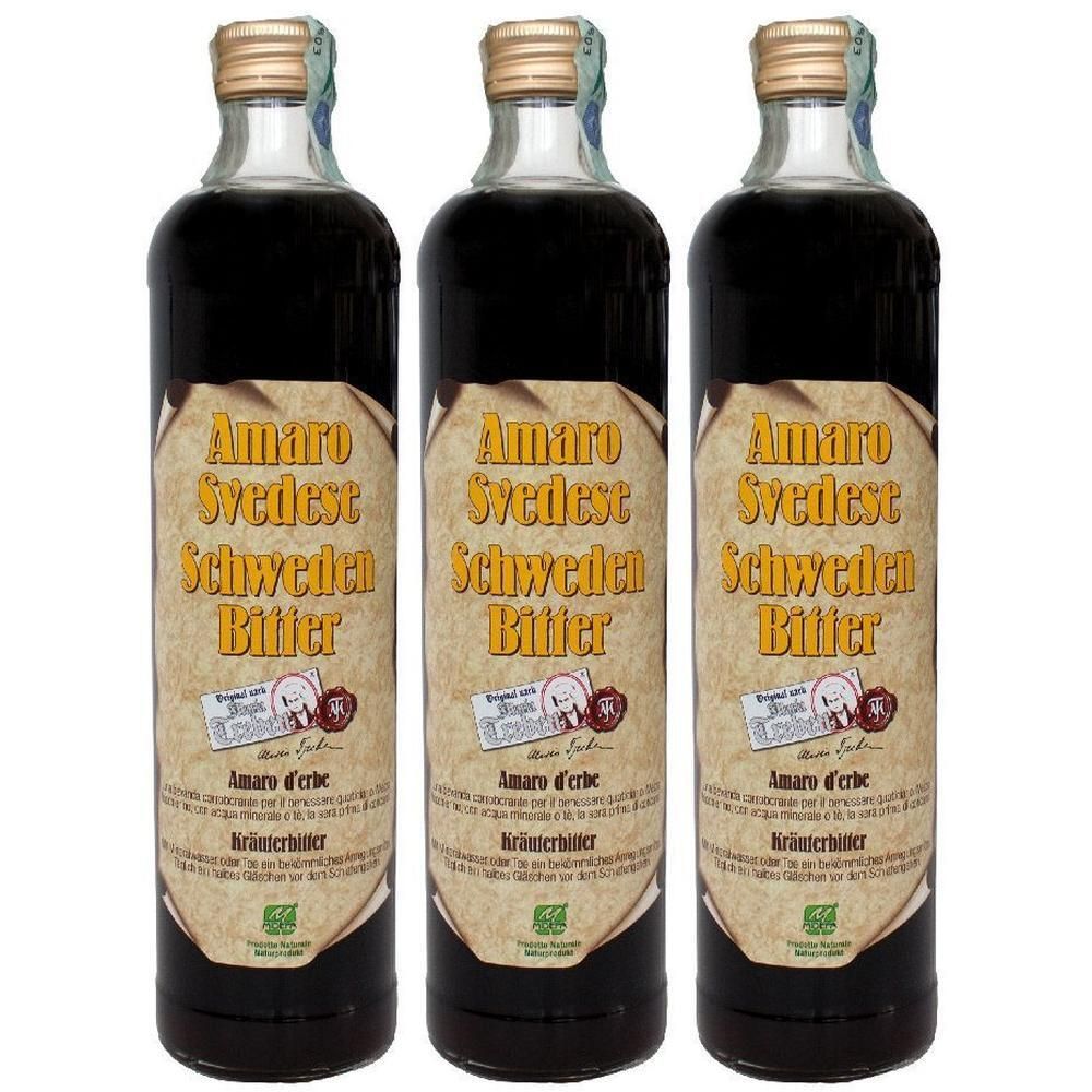 Tre bottiglie di Amaro Svedese Schweden Bitter.