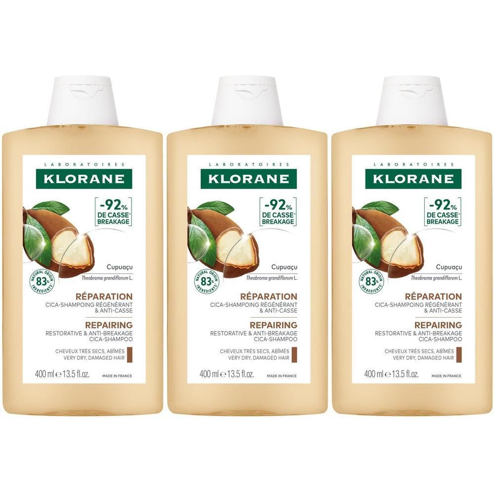 Klorane Cica-shampoo Ristrutturante e Anti-rottura al Cupuaçu 400ml - Capelli danneggiati, molto secchi