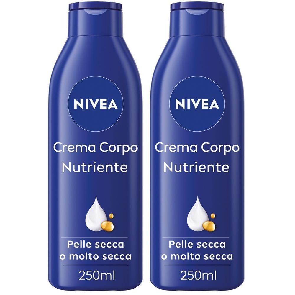 Nivea Crema Corpo Nutriente 250 ml, Crema corpo idratante 72 ore per pelle secca o molto secca