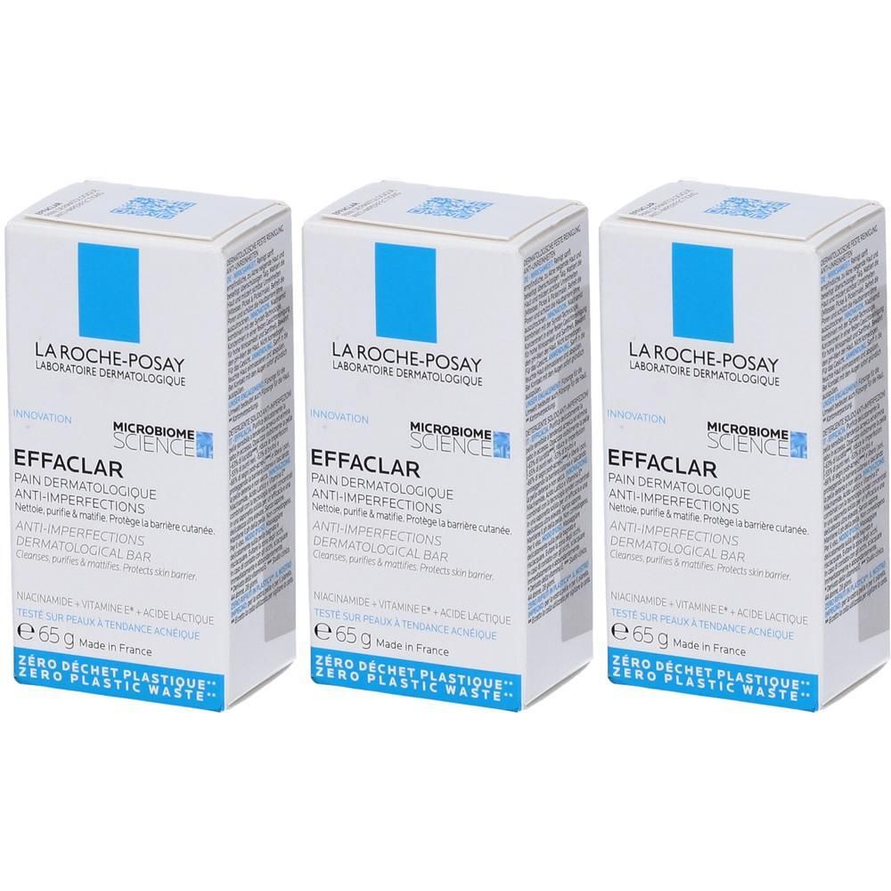 La Roche-Posay Effaclar Foaming Bar detergente solido anti-imperfezioni con Niacinamide, Acido Lattico e Vitamina E per pelle mista, grassa o a tendenza acneica 65g