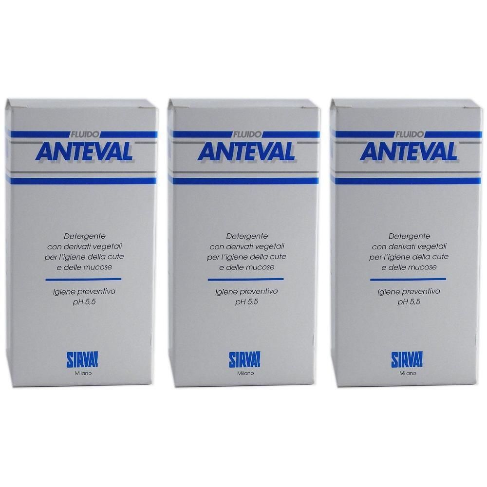 Tre scatole di detergente liquido ANTEVAL con derivati vegetali, pH 5.5.