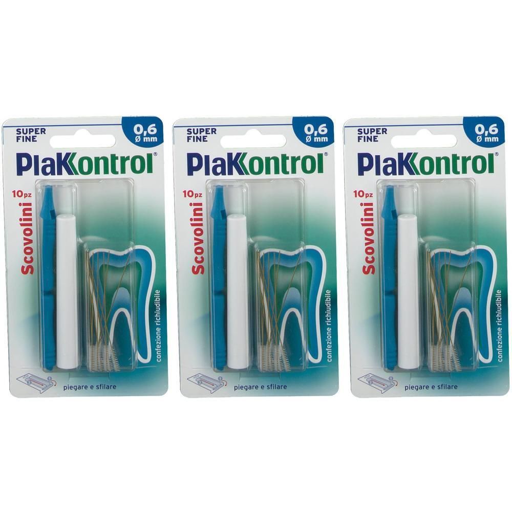 Tre confezioni di scovolini interdentali PlaKontrol, Super Fine, 0,6 mm.