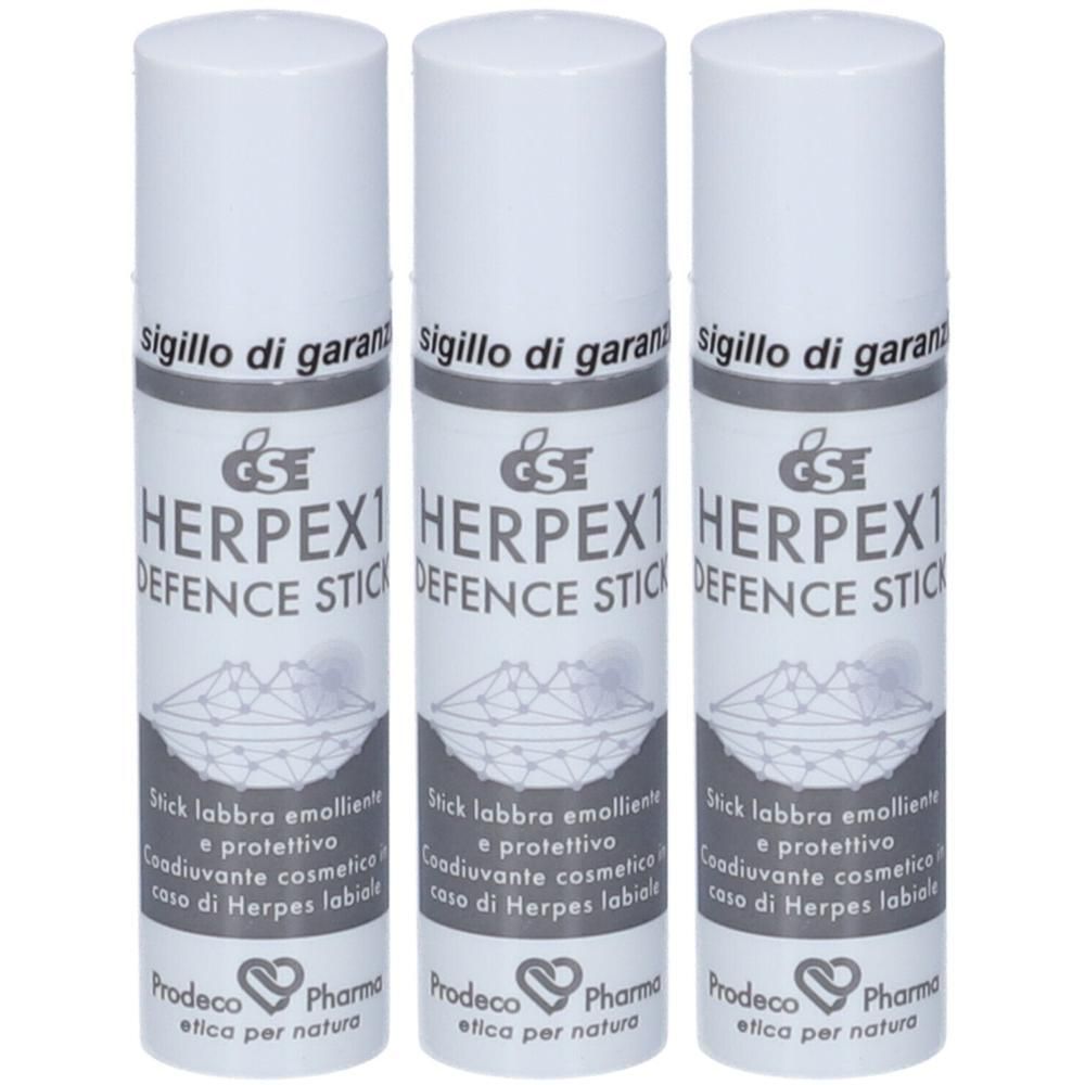 Tre stick labbra GSE Herpex1 Defence. Emolliente e protettivo.