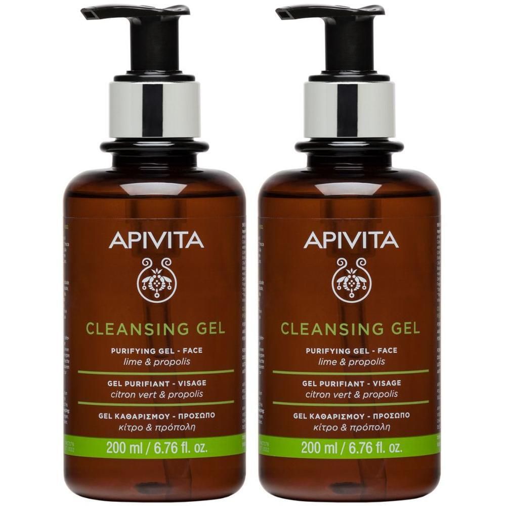 Apivita Gel Detergente Delicato Purificante Viso con Lime e Propoli per pelle grassa