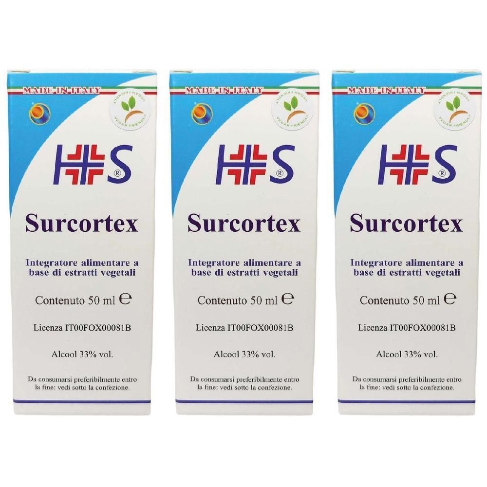 Tre confezioni di Surcortex, integratore alimentare a base di estratti vegetali, 50 ml.
