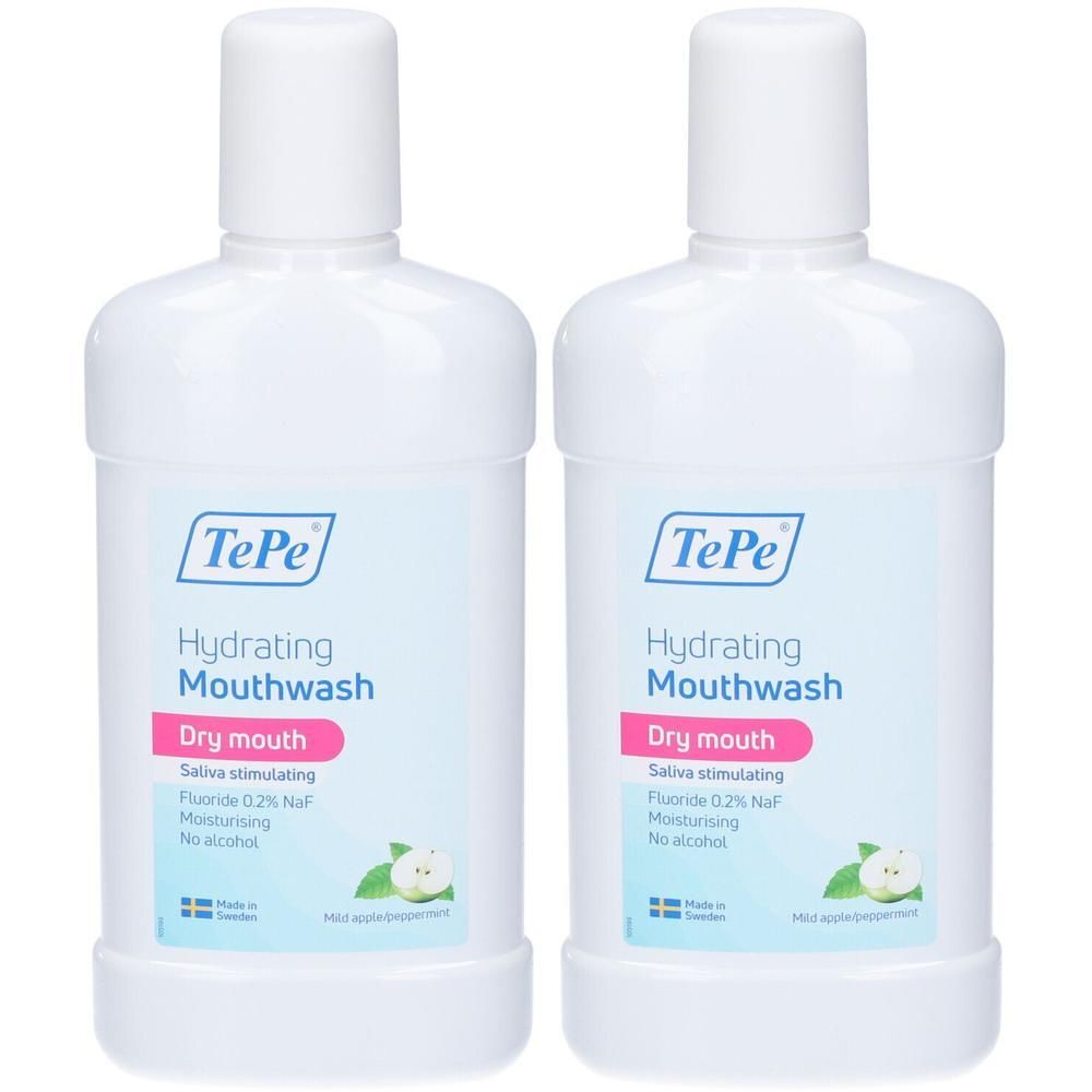 TePe® Hydrating Mouthwash Collutorio Bocca Secca Aroma Mela e Menta Piperita