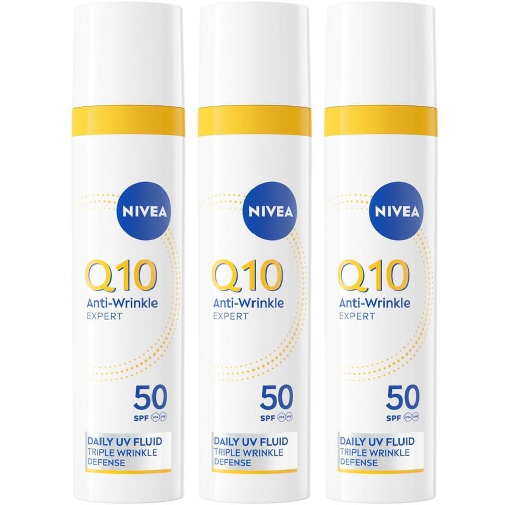 Nivea Q10 Anti-Rughe Expert Fluido UV Quotidiano SPF 50 40 ml, Crema viso antirughe con Coenzima Q10