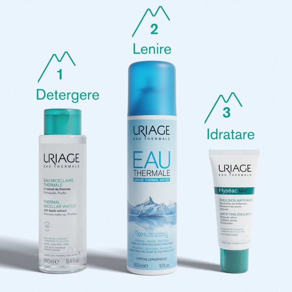 URIAGE Acqua micellare termale pelle mista, grassa, acneica, viso, deterge, strucca e purifica