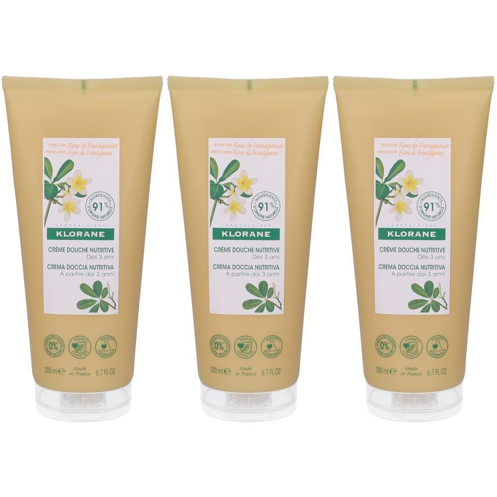 Klorane Crema Doccia Nutritiva al Cupuaçu BIO Profumo Fiore di Frangipane 200ml- Pelle secca