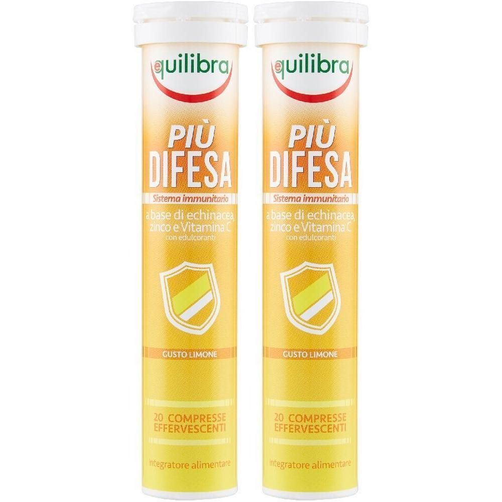 Due tubi Equilibra Più Difesa di compresse effervescenti, gusto limone.