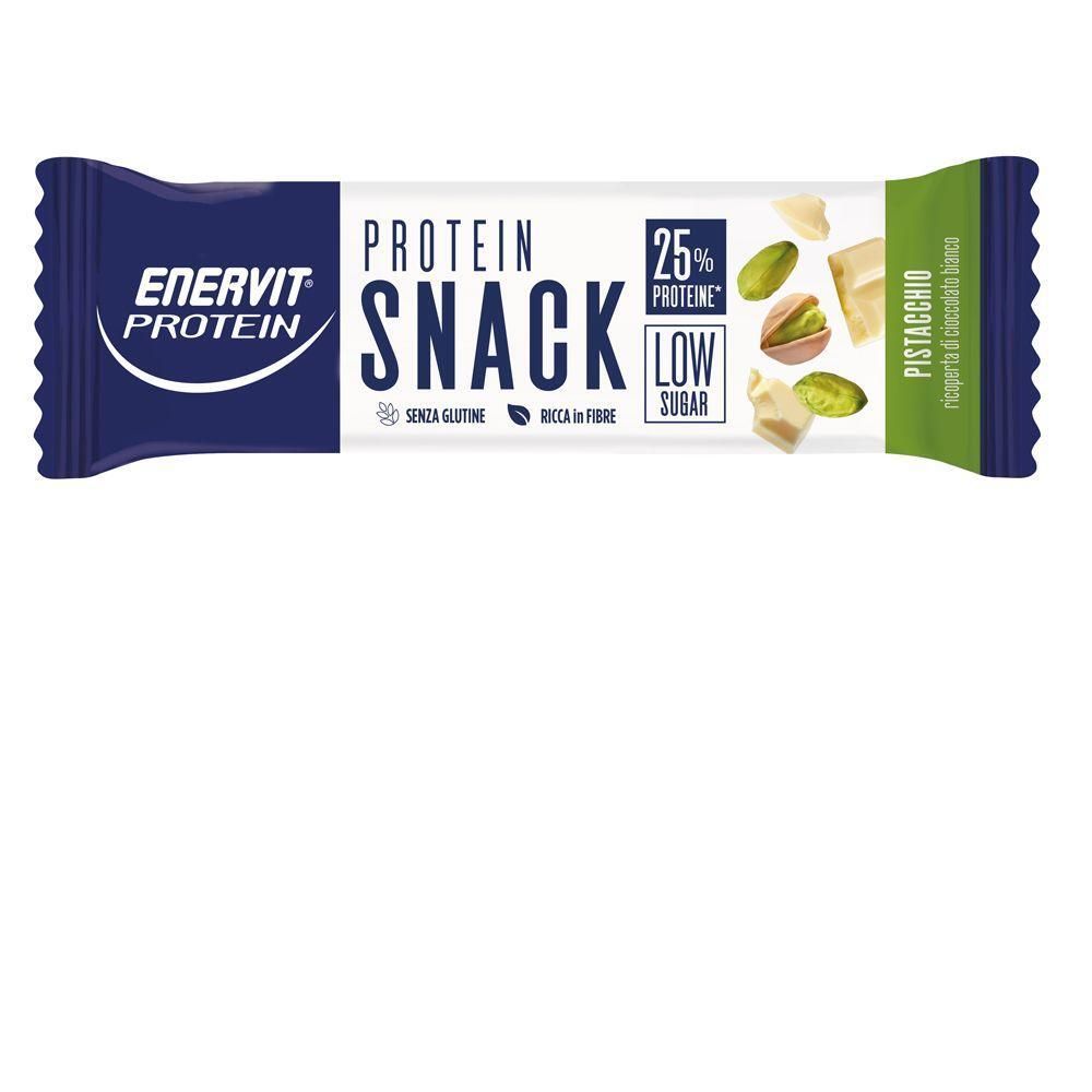 Enervit Protein Snack Pistacchio, basso contenuto di zuccheri, 25% proteine.