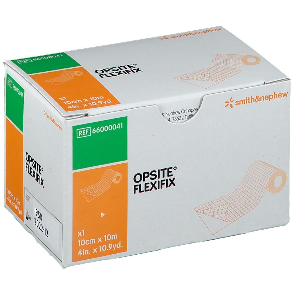 Confezione di Opsite Flexifix, film adesivo trasparente in poliuretano per fissaggi medici.