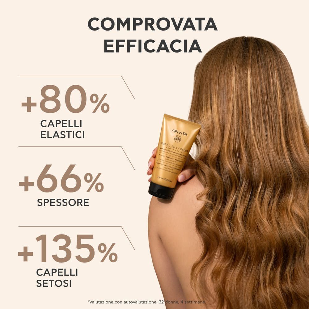 Apivita Royal Jelly Elixir Maschera Balsamo effetto voluminoso e rimpolpante per capelli mobidi