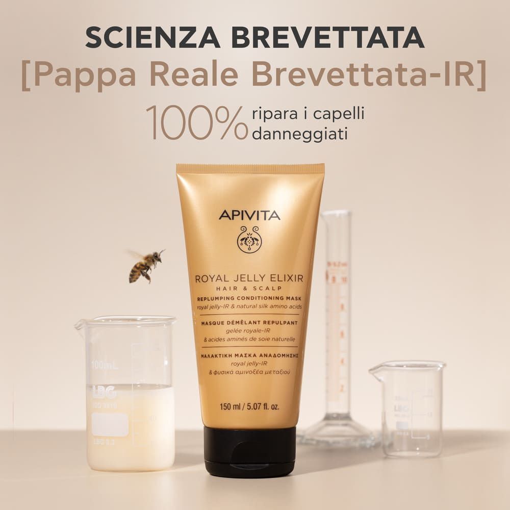 Apivita Royal Jelly Elixir Maschera Balsamo effetto voluminoso e rimpolpante per capelli mobidi