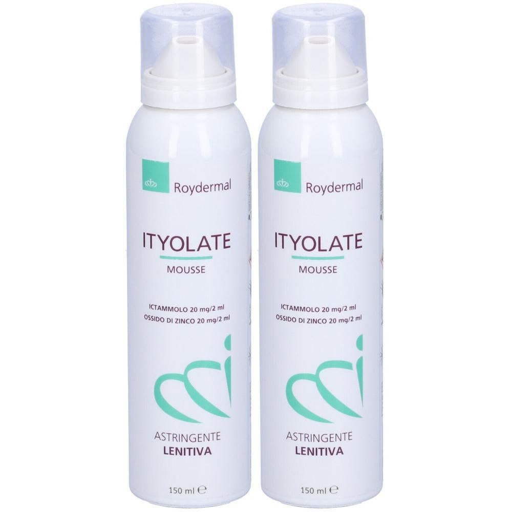 Due flaconi di Roydermal Ityolate Mousse Astringente Lenitiva, 150 ml.