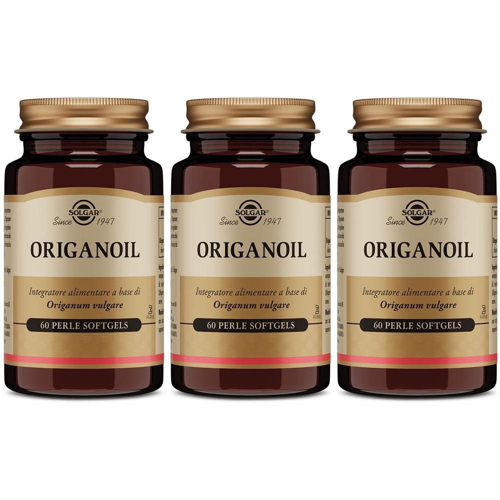 Tre flaconi Solgar OriganOil, 60 Perle Softgels.