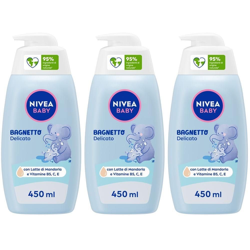 Nivea Baby Bagnetto Delicato 450 ml, Detergente neonato per una detersione delicata e idratante