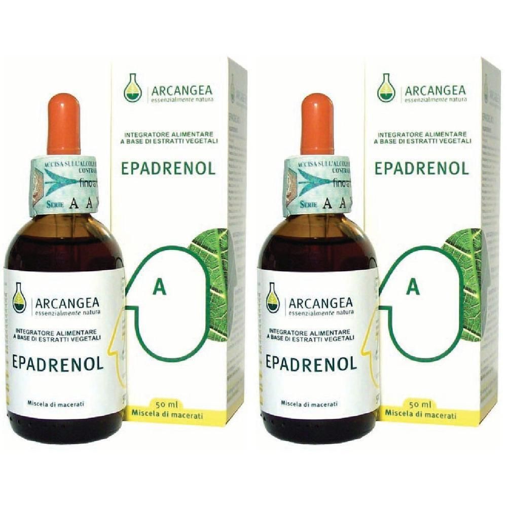 Due flaconi di Epadrenol con contagocce e scatole. Le etichette riportano il nome del marchio e la dicitura 'Integratore alimentare'.