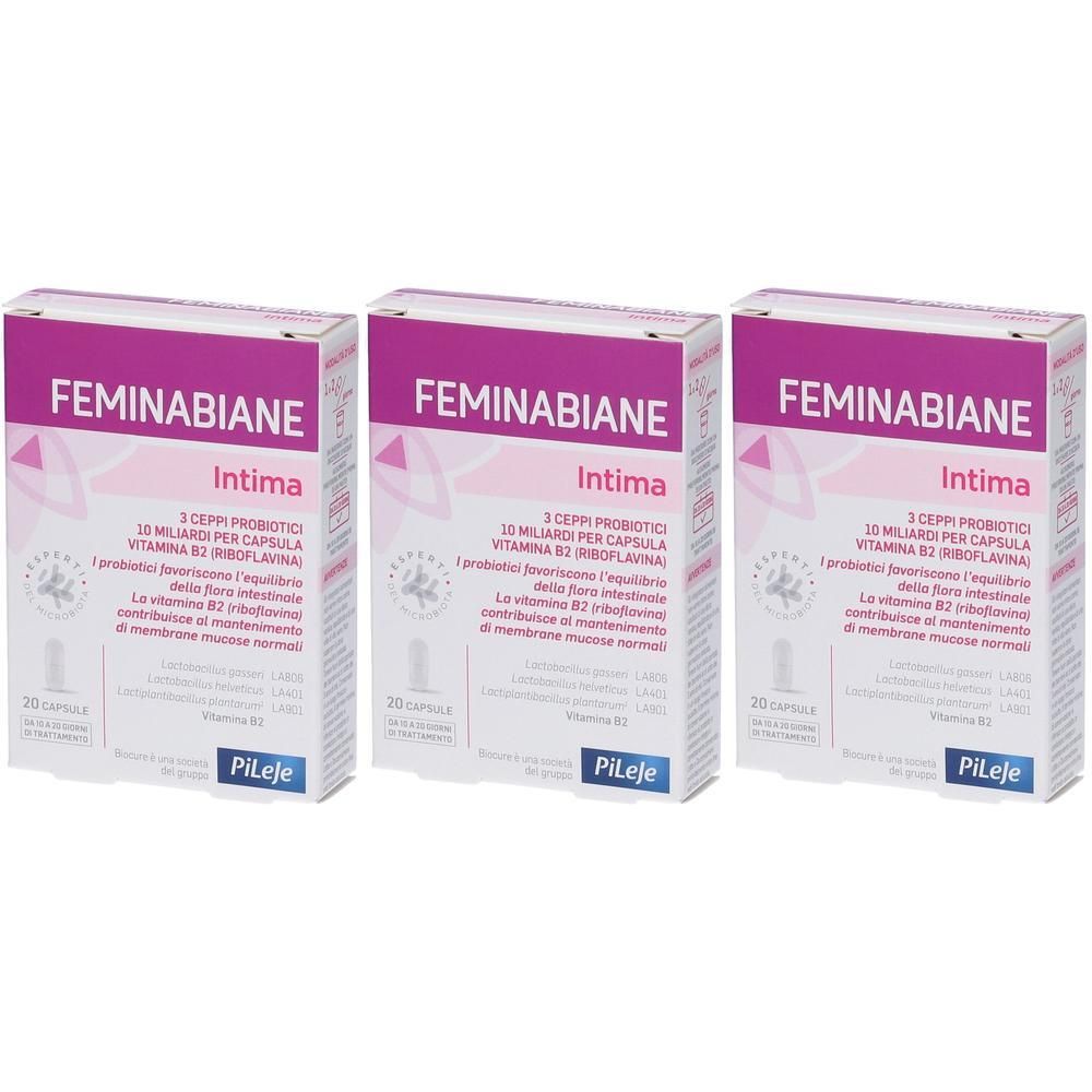 Tre confezioni di 20 capsule Feminabiane Intima.