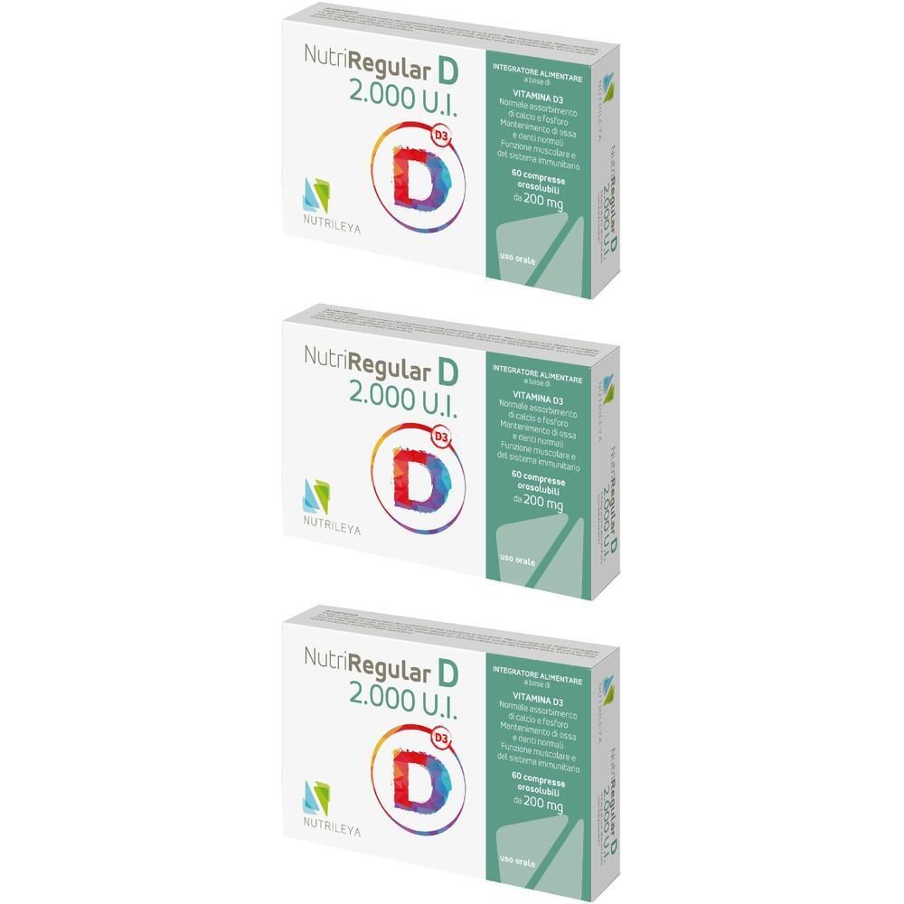 Tre confezioni di NutriRegular D 2000 UI Vitamina D3, 60 compresse.