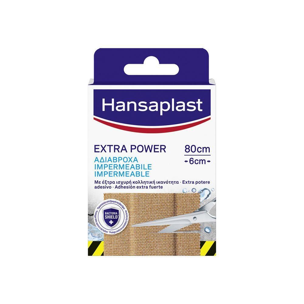 Confezione cerotti Hansaplast Extra Power, 80x6cm, impermeabile, adesione extra forte.
