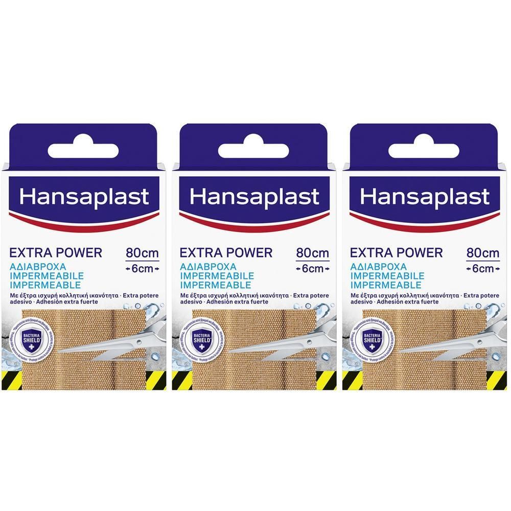 Hansaplast Cerotti Extra Power, Cerotto striscia con elevato potere adesivo, 8 pezzi da 80 x 6 cm