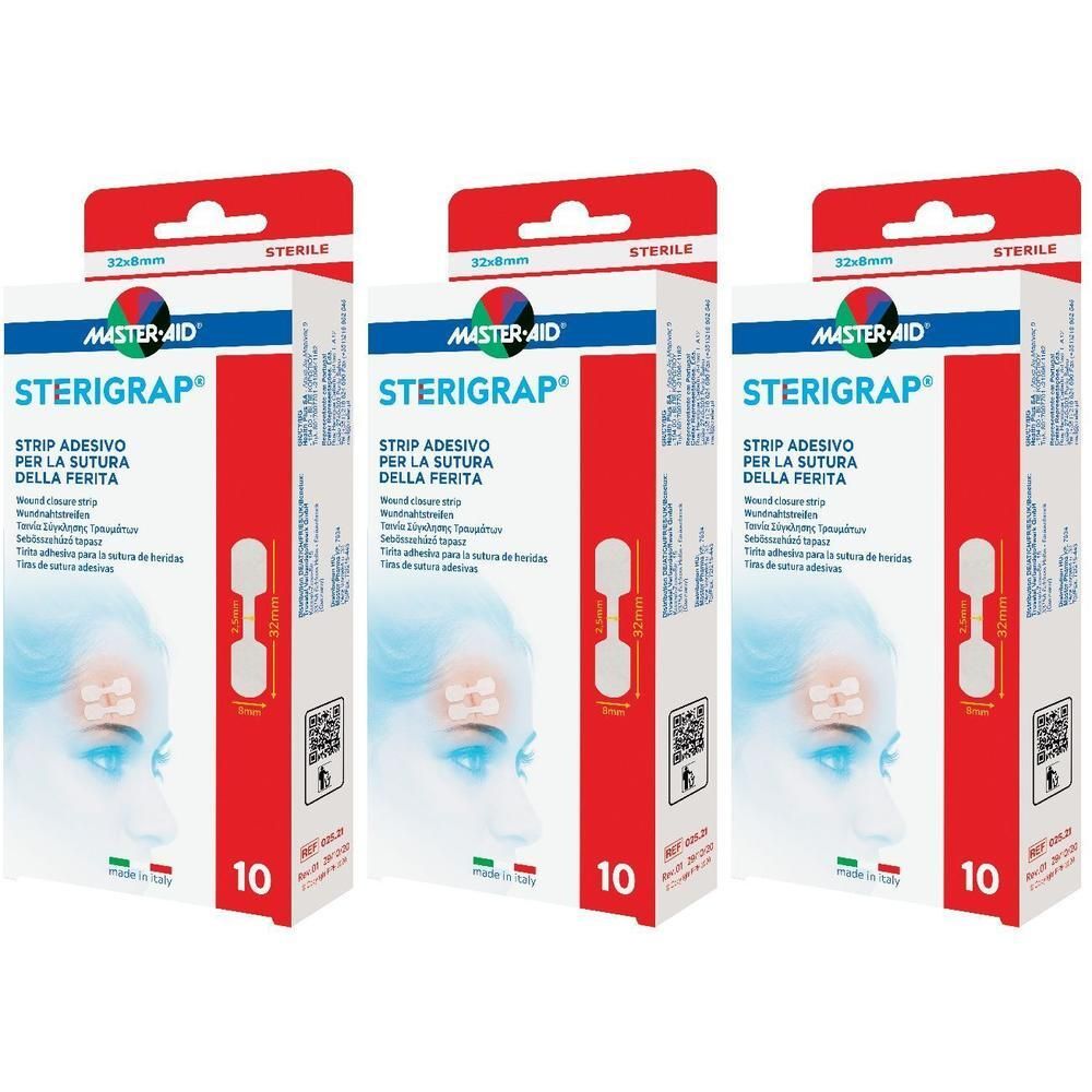 Master-Aid Sterigrap Strip Adesivo Sutura Ferite 32X8 Mm 10 Pezzi