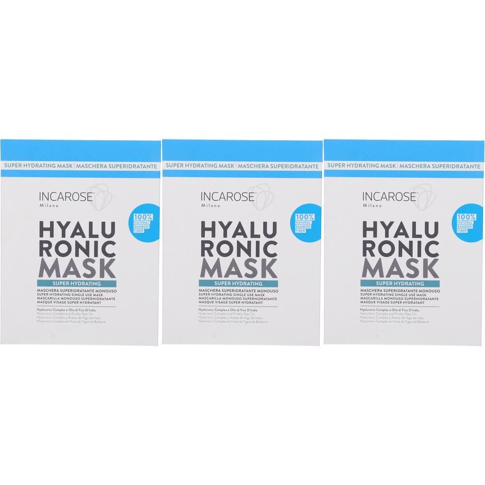 Tre confezioni di Maschera Incarose Hyaluronic, Super Idratante.
