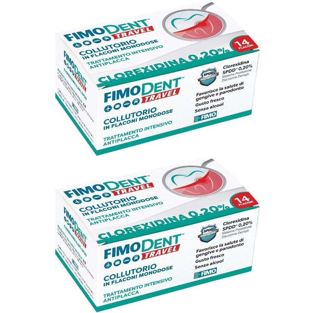 Fimodent Travel Collutorio Clorexidina Spdd 0,20% 14 Flaconcini Monodose 10 Ml