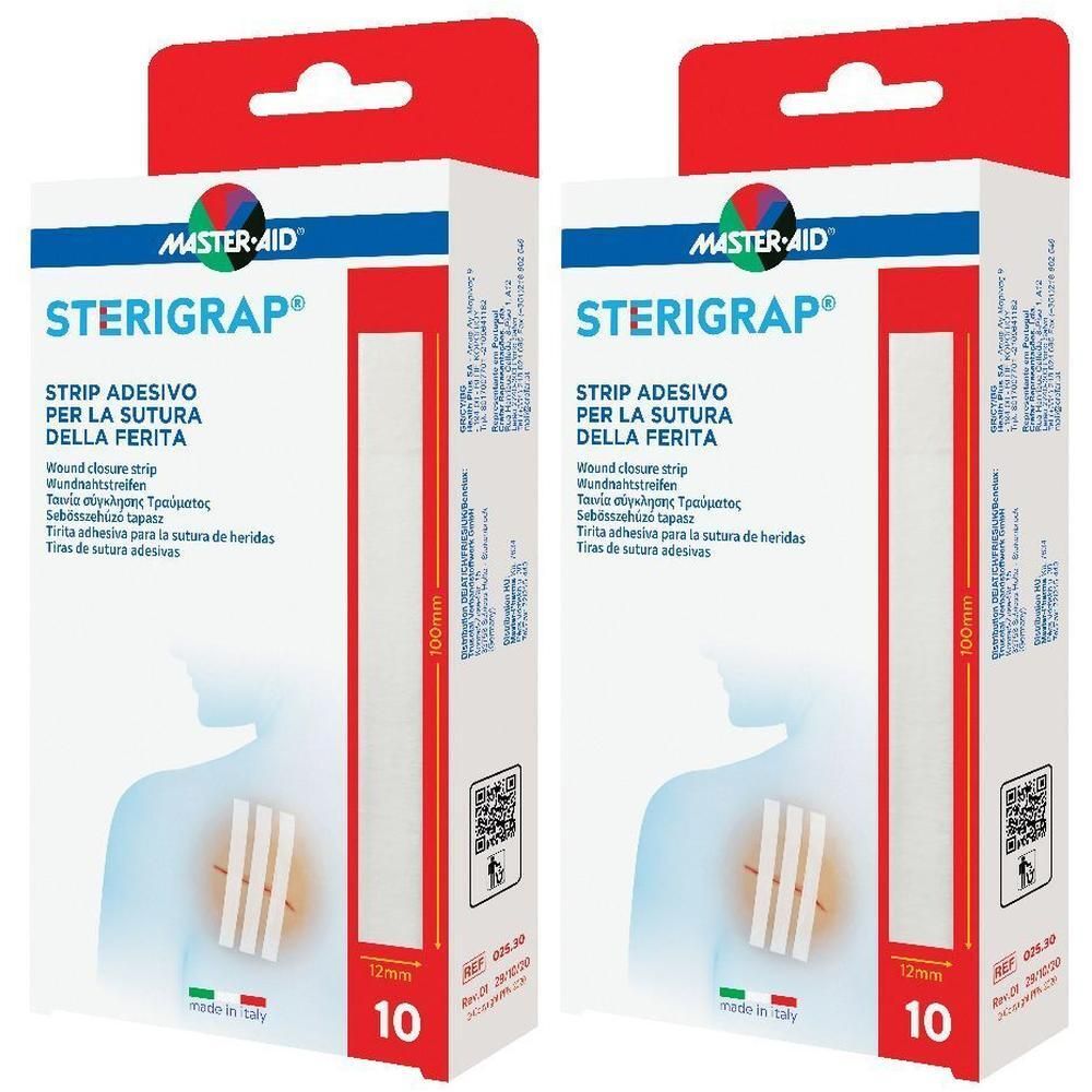 Master-Aid Sterigrap, strisce adesive per sutura ferite, 10 pezzi.