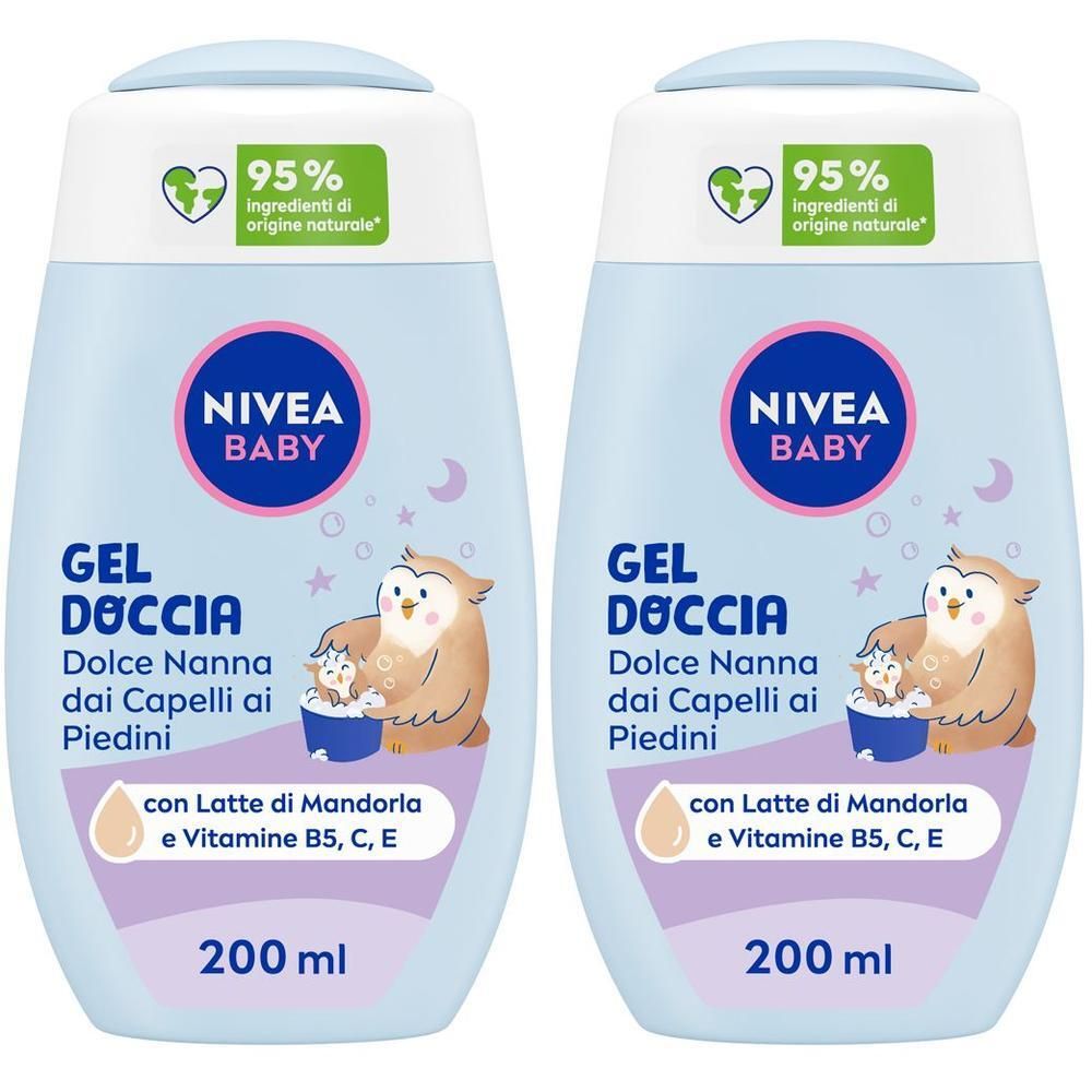 Nivea Baby Gel Doccia Dolce Nanna dai Capelli ai Piedini 200 ml, Detergente neonato corpo e capelli
