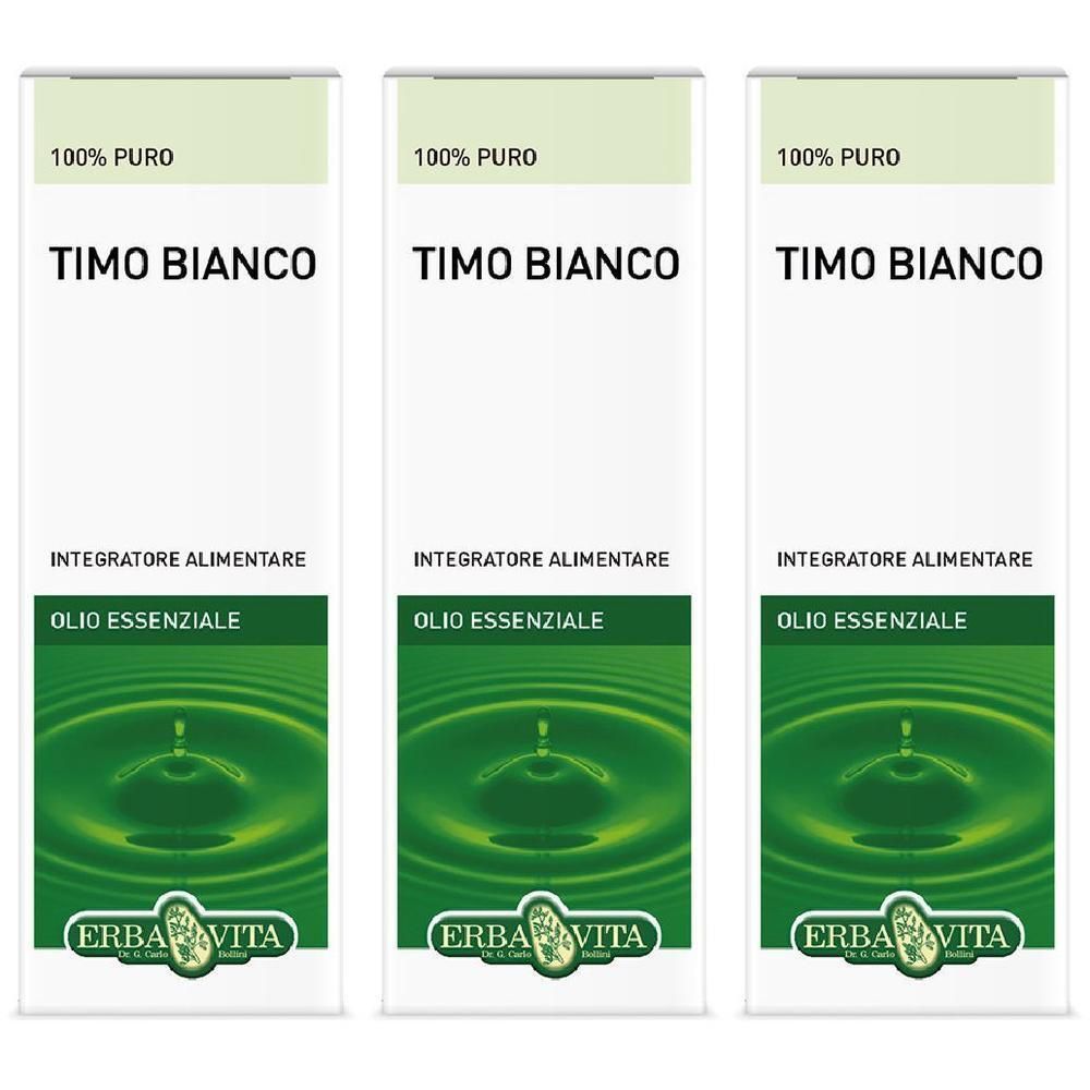 Tre confezioni di Timo Bianco, olio essenziale 100% puro, integratore alimentare.