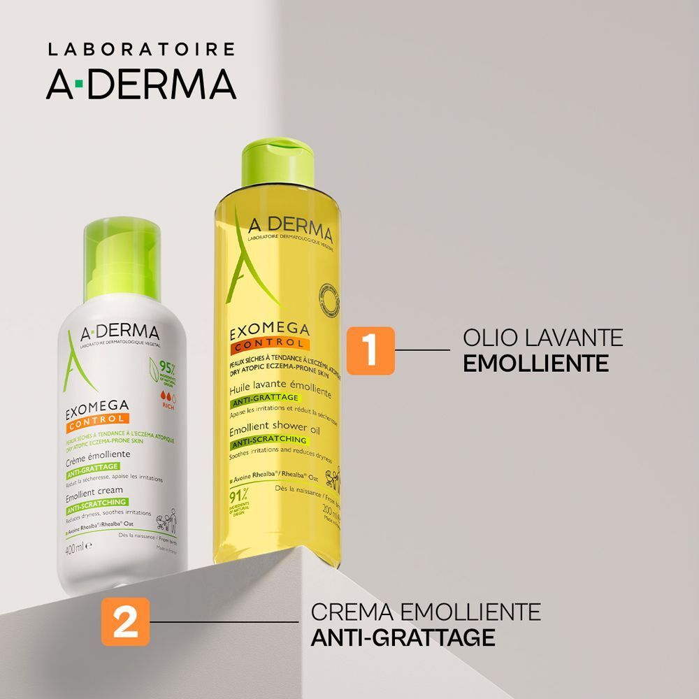 A-Derma Exomega Control Olio Lavante Emolliente Anti-grattage 200ml - Pelle secca a tendenza atopica, prurito
