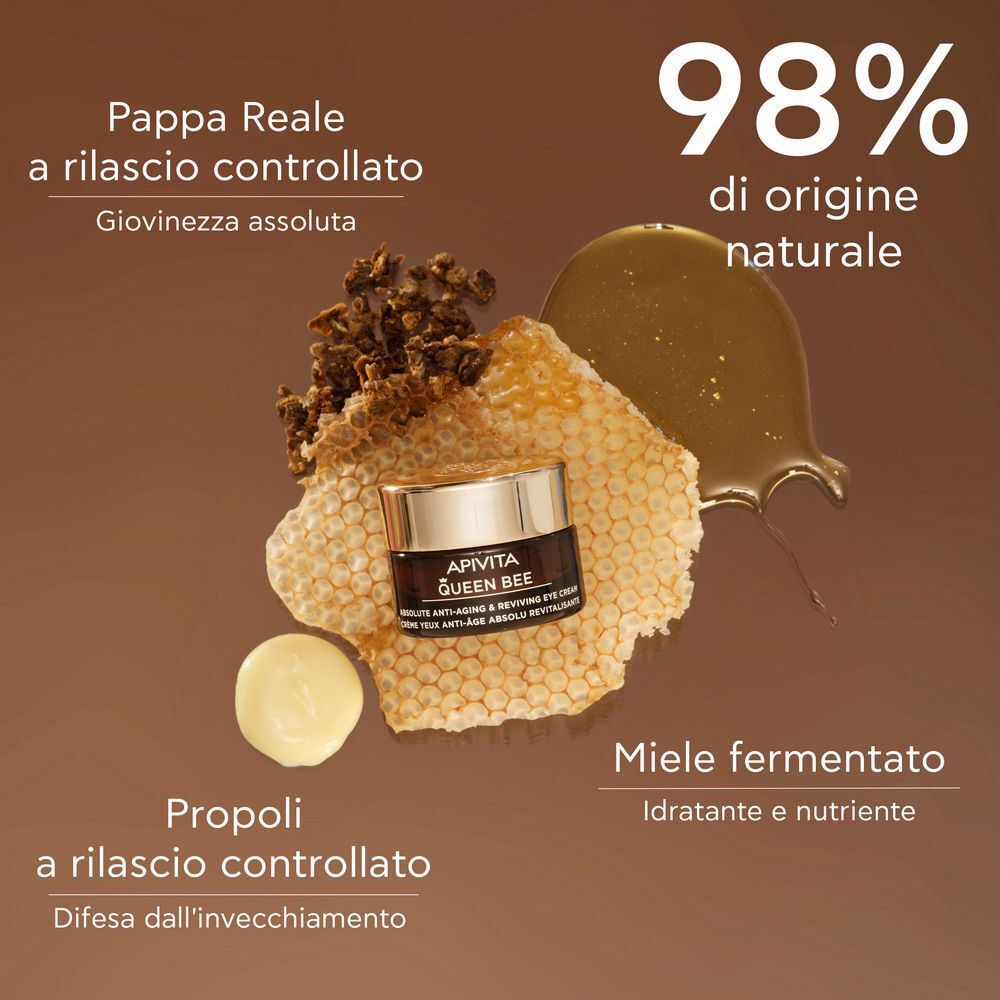 Crema contorno occhi APIVITA Queen Bee con favo, miele e propoli.