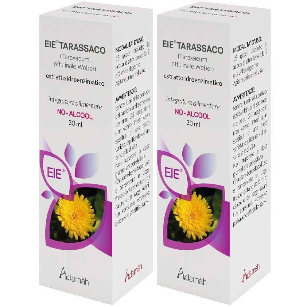 Due confezioni di Adamàh EIE Tarassaco Gocce, 30ml, senza alcool. Fronte con motivo di tarassaco.